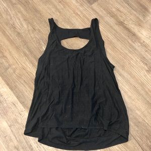 Black, open back, tank top